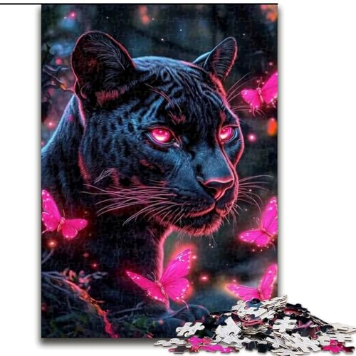 1000-teiliges Puzzle Schmetterling und schwarzer Panther für Teenager, anspruchsvolles Spiel und lehrreiches Familienspiel zum Geburtstag, Weihnachten (Größe 26x38cm) von LYXIANY