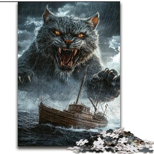 1000-teiliges Puzzle Sea Cat Monster für Erwachsene, anspruchsvolles Spiel und Familienspiel zur Eltern-Kind-Interaktion (50x75cm) von LYXIANY
