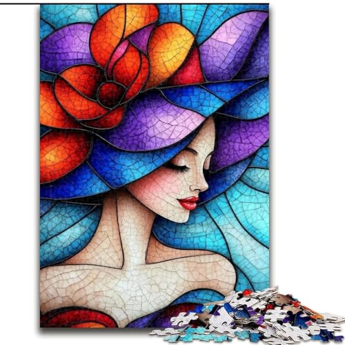 1000-teiliges Puzzle Stained Glass Woman, dekomprimierendes intellektuelles Lernspielzeug, Lernspiel für Geburtstag, Weihnachten (26x38cm) von LYXIANY