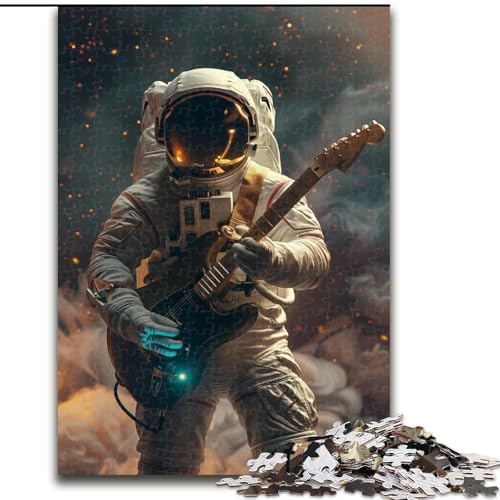 1000-teiliges Puzzle für Erwachsene, Astronaut spielt Gitarre, Puzzle aus Holz, Stressabbau für Teenager, Cooles einzigartiges Geschenk für die Familie, Größe 50x75cm von LYXIANY