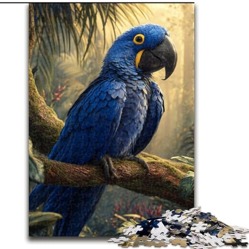 1000-teiliges Puzzle für Erwachsene, Blauer Papagei, aus Holz, entspannende Unterhaltung, Heimdekoration, Größe 50x75cm von LYXIANY