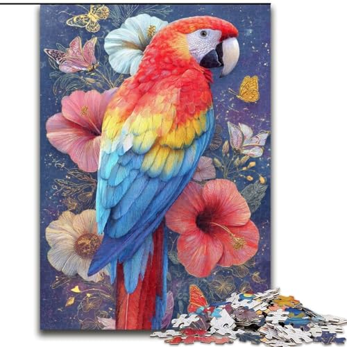 1000-teiliges Puzzle für Erwachsene, Blumen und Papageien, Dekomprimierendes intellektuelles Lernspielzeug, Geburtstagsgeschenk, Geschenke 50x75cm von LYXIANY