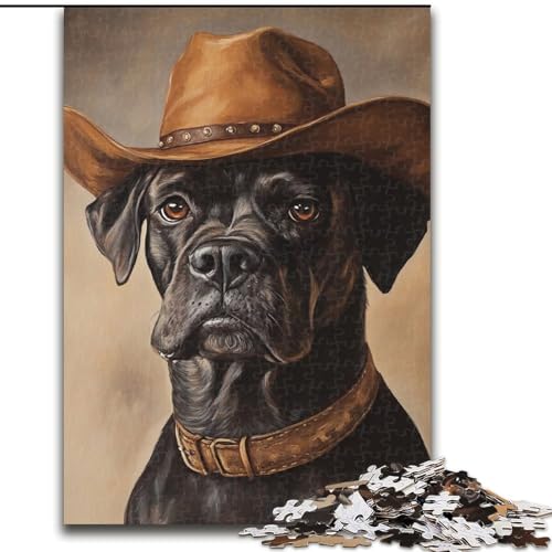 1000-teiliges Puzzle für Erwachsene, Cowboy-Boxer-Hund, aus Karton, ideales Weihnachts- oder Geburtstagsgeschenk, Partyspiel, Spielzeug, Größe 26X38cm 1000-teiliges Puzzle für Erwachsene, Cowboy-Boxer-Hund, aus Karton, ideales Weihnachts- oder Geburtstagsgeschenk, Partyspiel, Spielzeug, Größe 26X38cm von LYXIANY