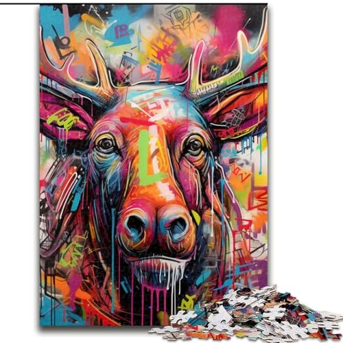 1000-teiliges Puzzle für Erwachsene, Elch-Graffiti, 1000 Teile, Puzzle für Erwachsene, interaktives Familienspiel, Denksportaufgabe, Geschenk, Lernspielzeug, 26x38cm 1000-teiliges Puzzle für Erwachsene, Elch-Graffiti, 1000 Teile, Puzzle für Erwachsene, interaktives Familienspiel, Denksportaufgabe, Geschenk, Lernspielzeug, 26x38cm von LYXIANY