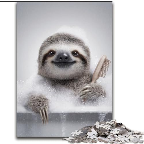1000-teiliges Puzzle für Erwachsene, Faultier beim Baden, Puzzle aus Holz, Geschenkidee für die Feiertage, humorvolles Kunstwerk, detailliertes Kunstwerk, Größe 50x75cm 1000-teiliges Puzzle für Erwachsene, Faultier beim Baden, Puzzle aus Holz, Geschenkidee für die Feiertage, humorvolles Kunstwerk, detailliertes Kunstwerk, Größe 50x75cm von LYXIANY