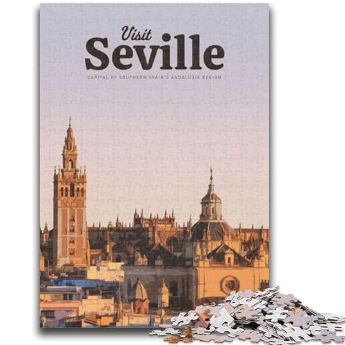 1000-teiliges Puzzle für Erwachsene, Geschenke, Besuchen Sie Sevilla, Lernspielzeug, ganze Familie (Größe 38x26cm) von LYXIANY