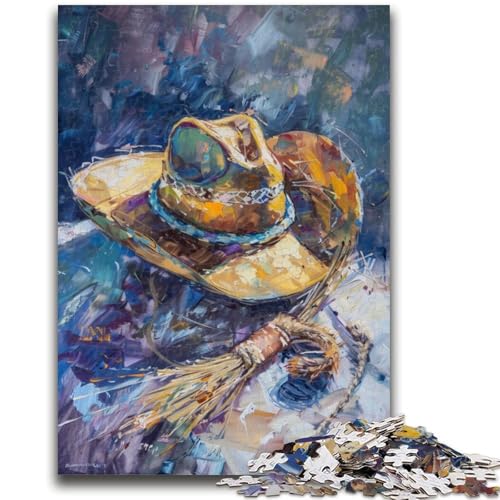 1000-teiliges Puzzle für Erwachsene, Geschenke, Cowboyhut, Lernspielzeug, ganze Familie, 50x75cm von LYXIANY