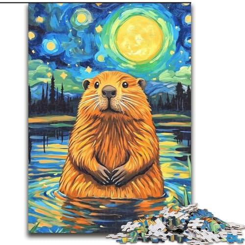 1000-teiliges Puzzle für Erwachsene, Geschenke, Nachthimmel, Capibara, Lernspielzeug, Familienspiele, geeignet als Schreibtischdekoration (Größe 26x38cm) von LYXIANY