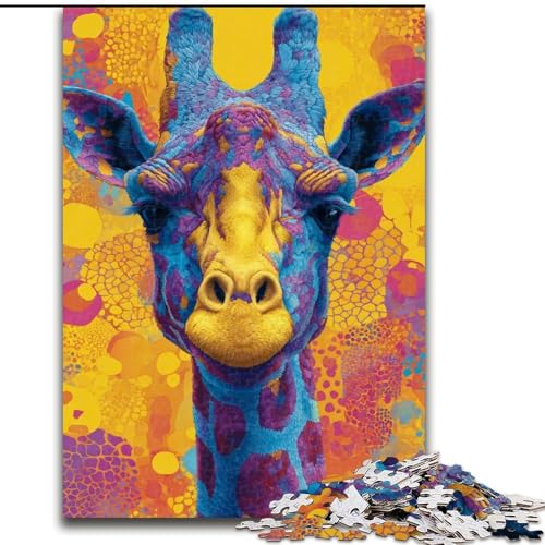 1000-teiliges Puzzle für Erwachsene, Geschenke, Schwarze und goldene Giraffe, Spielzeug, Lernspiele, stressabbauende Wanddekoration (Größe 50x75cm) von LYXIANY