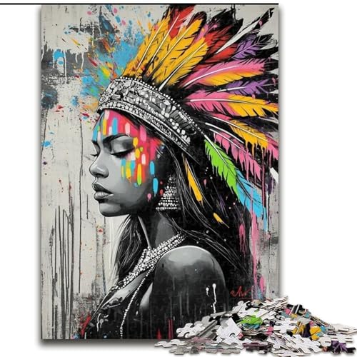 1000-teiliges Puzzle für Erwachsene, Geschenke, indische Prinzessinnen-Graffiti, für Kinder ab 14 Jahren, intellektuelles Spiel, Weihnachts- und Geburtstagsgeschenke (Größe 26x38cm) von LYXIANY