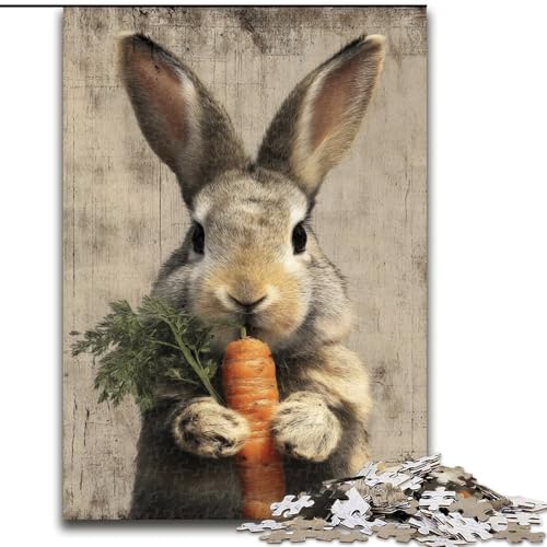 1000-teiliges Puzzle für Erwachsene, Geschenke Kaninchen isst Karotte, für Alter 14+, Denkspiel, Weihnachts- und Geburtstagsgeschenke (Größe 50x75cm) von LYXIANY