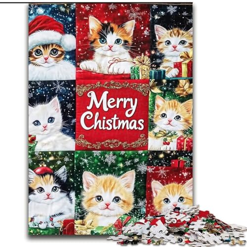 1000-teiliges Puzzle für Erwachsene, Geschenke im Weihnachtsstil, Katze, für Kinder ab 14 Jahren, Denkspiel, Weihnachts- und Geburtstagsgeschenke (Größe 50x75cm) von LYXIANY