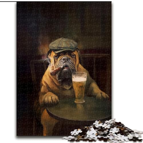 1000-teiliges Puzzle für Erwachsene, Geschenke. Bullmastiff-Hund, Rauchen hilft dem Gehirn, süchtig machendes Spielzeug zu trainieren, um Geduld zu fördern. EIN Kunstwerk (Größe 26x38cm) von LYXIANY