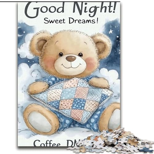 1000-teiliges Puzzle für Erwachsene, Geschenke: Schlafender Teddybär, hilft dem Gehirn, süchtig machendes Spielzeug zu trainieren, um Geduld zu fördern, EIN Kunstwerk (Größe 26x38cm) von LYXIANY