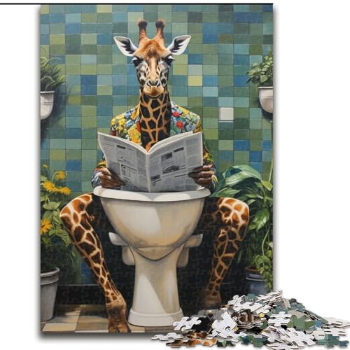 1000-teiliges Puzzle für Erwachsene, Giraffe liest Zeitung, Holzpuzzle, Größe 50x75cm, Lernspielzeug für Teenager, Dekoration für das Home Office 1000-teiliges Puzzle für Erwachsene, Giraffe liest Zeitung, Holzpuzzle, Größe 50x75cm, Lernspielzeug für Teenager, Dekoration für das Home Office von LYXIANY