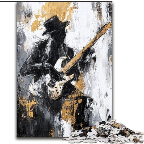 1000-teiliges Puzzle für Erwachsene, Gitarre Spielen, Ölgemälde, anspruchsvolles Denkspiel für Teenager, perfekt als Heimdekoration oder Geschenk (Größe 50x75cm) von LYXIANY