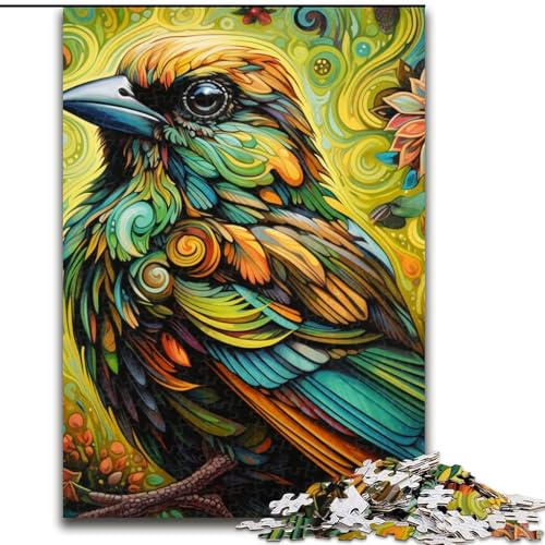 1000-teiliges Puzzle für Erwachsene, Grüner Spatz, 1000-teiliges Puzzle für Erwachsene, interaktives Familienspiel, Denksportaufgabe, Geschenk, Lernspielzeug, 26x38cm von LYXIANY