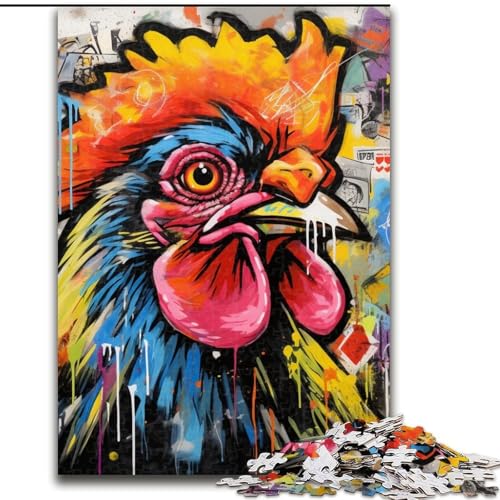 1000-teiliges Puzzle für Erwachsene, Hahn-Graffiti, 1000 Teile, Puzzle für Erwachsene, interaktives Familienspiel, Denksportaufgabe, Geschenk, Lernspielzeug, 26x38cm 1000-teiliges Puzzle für Erwachsene, Hahn-Graffiti, 1000 Teile, Puzzle für Erwachsene, interaktives Familienspiel, Denksportaufgabe, Geschenk, Lernspielzeug, 26x38cm von LYXIANY