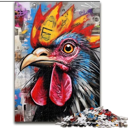 1000-teiliges Puzzle für Erwachsene, Hahn-Graffiti, Papppuzzle, 26x38cm, Familie und Freunde, geeignet für Kinder ab 14 Jahren 1000-teiliges Puzzle für Erwachsene, Hahn-Graffiti, Papppuzzle, 26x38cm, Familie und Freunde, geeignet für Kinder ab 14 Jahren von LYXIANY