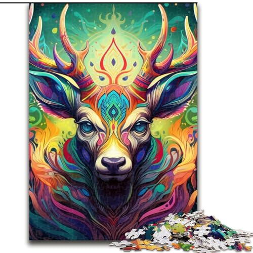 1000-teiliges Puzzle für Erwachsene, Hirsch, psychedelische Kunst, 1000 Teile, Puzzle für Erwachsene, interaktives Familienspiel, Denksportaufgabe, Geschenk, Lernspielzeug, 26x38cm 1000-teiliges Puzzle für Erwachsene, Hirsch, psychedelische Kunst, 1000 Teile, Puzzle für Erwachsene, interaktives Familienspiel, Denksportaufgabe, Geschenk, Lernspielzeug, 26x38cm von LYXIANY