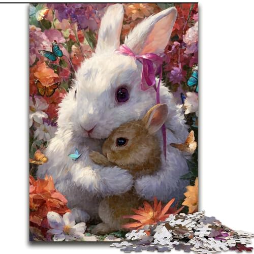 1000-teiliges Puzzle für Erwachsene, Kaninchen, Spielzeug, Lernspiele, Stressabbau, einzigartige Heimdekoration und Geschenke (Größe 50x75cm) von LYXIANY
