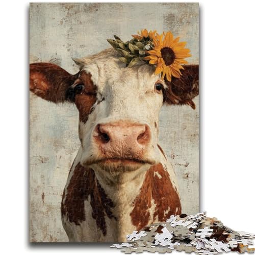 1000-teiliges Puzzle für Erwachsene, Kühe und Sonnenblumen, anspruchsvolle Familienaktivitätsspiele, DIY-Spielzeug für die Wanddekoration zu Hause, Geschenke, 38x26cm 1000-teiliges Puzzle für Erwachsene, Kühe und Sonnenblumen, anspruchsvolle Familienaktivitätsspiele, DIY-Spielzeug für die Wanddekoration zu Hause, Geschenke, 38x26cm von LYXIANY