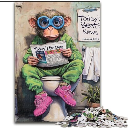 1000-teiliges Puzzle für Erwachsene, Monkey Go Toilet, Holzpuzzle, 50x75cm, Familie und Freunde, geeignet für Kinder ab 14 Jahren 1000-teiliges Puzzle für Erwachsene, Monkey Go Toilet, Holzpuzzle, 50x75cm, Familie und Freunde, geeignet für Kinder ab 14 Jahren von LYXIANY