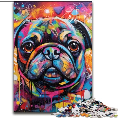 1000-teiliges Puzzle für Erwachsene, Mops-Graffiti-Puzzles für Erwachsene, perfekt für Halloween, Weihnachten, Geburtstagsgeschenk, 26x38cm 1000-teiliges Puzzle für Erwachsene, Mops-Graffiti-Puzzles für Erwachsene, perfekt für Halloween, Weihnachten, Geburtstagsgeschenk, 26x38cm von LYXIANY