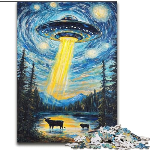 1000-teiliges Puzzle für Erwachsene, Nachthimmel-UFO-Puzzle aus Holz, geeignet für Geburtstage, Halloween, Thanksgiving, Ostern, Größe 50x75cm 1000-teiliges Puzzle für Erwachsene, Nachthimmel-UFO-Puzzle aus Holz, geeignet für Geburtstage, Halloween, Thanksgiving, Ostern, Größe 50x75cm von LYXIANY