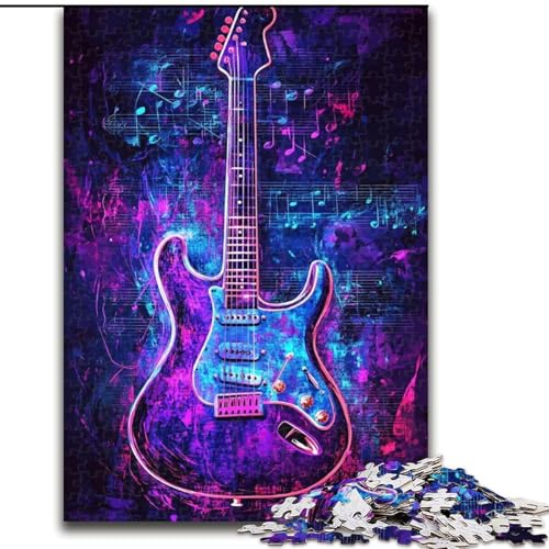 1000-teiliges Puzzle für Erwachsene, Neon-Gitarren-Puzzle aus Holz, Denksportspiel, interaktives Familienspiel, geeignet für Kinder ab 14 Jahren, Größe 50x75cm von LYXIANY