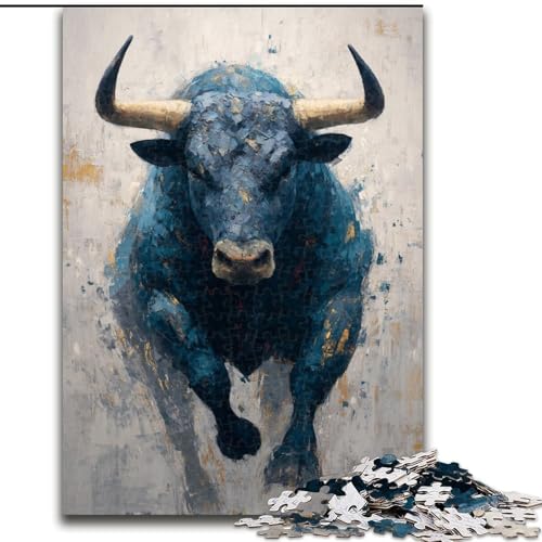 1000-teiliges Puzzle für Erwachsene, Ölgemälde mit Stier, anspruchsvolles Denkspiel für Teenager, perfekt als Heimdekoration oder Geschenk (Größe 50x75cm) von LYXIANY