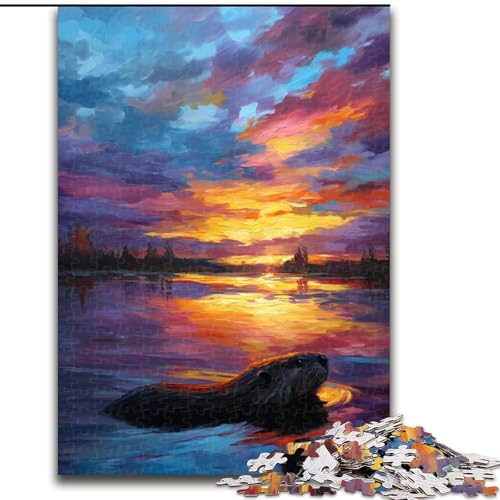 1000-teiliges Puzzle für Erwachsene, Otter bei Sonnenuntergang, Puzzle aus Holz, ideales Urlaubs- oder Geburtstagsgeschenk, Partyspiel, Spielzeug, Größe 50x75cm 1000-teiliges Puzzle für Erwachsene, Otter bei Sonnenuntergang, Puzzle aus Holz, ideales Urlaubs- oder Geburtstagsgeschenk, Partyspiel, Spielzeug, Größe 50x75cm von LYXIANY