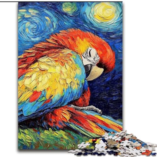 1000-teiliges Puzzle für Erwachsene, Papagei-Nachthimmel, Unmögliches Puzzle für Erwachsene, Größe 38x26cm, Herausforderndes DIY-Denkspiel für Teenager von LYXIANY