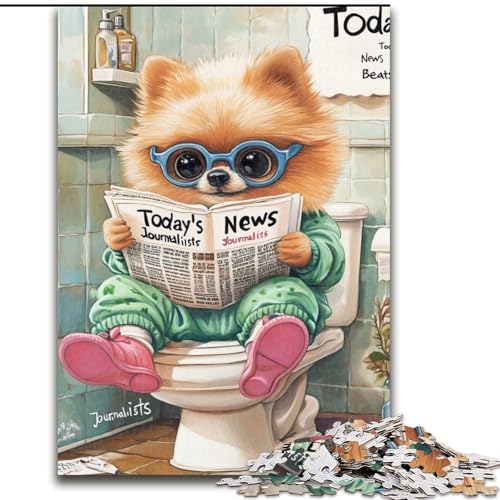1000-teiliges Puzzle für Erwachsene, Pomeranian Go Toilet, Holzpuzzle, perfekte Dekoration für Zuhause oder das Büro, Größe: 50x75cm 1000-teiliges Puzzle für Erwachsene, Pomeranian Go Toilet, Holzpuzzle, perfekte Dekoration für Zuhause oder das Büro, Größe: 50x75cm von LYXIANY
