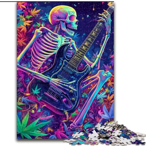 1000-teiliges Puzzle für Erwachsene, Skelett spielt Gitarre, Puzzle aus Holz, perfekte Dekoration für Zuhause oder das Büro, Größe 50x75cm 1000-teiliges Puzzle für Erwachsene, Skelett spielt Gitarre, Puzzle aus Holz, perfekte Dekoration für Zuhause oder das Büro, Größe 50x75cm von LYXIANY