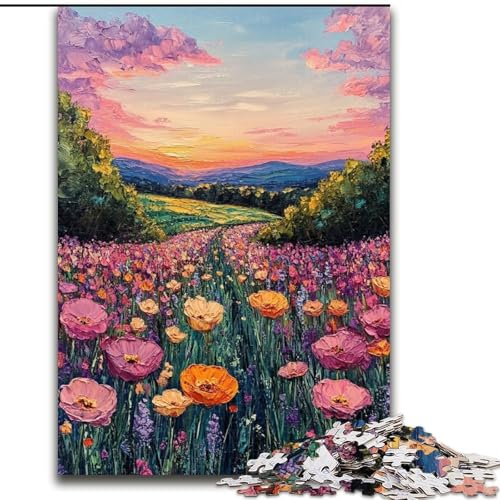 1000-teiliges Puzzle für Erwachsene, Tulpengarten, Stressabbau, schwierige Herausforderung, ganze Familie (Größe 50x75cm) von LYXIANY