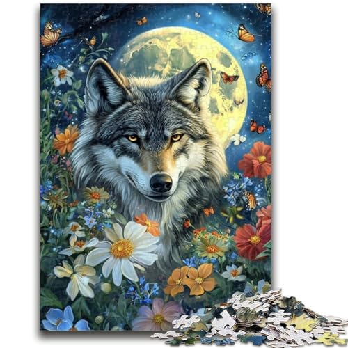 1000-teiliges Puzzle für Erwachsene, Wolf unter dem Mond, für Kinder ab 14 Jahren, entspannendes, intellektuelles Lernspielzeug, tolles Geschenk, 50x75cm von LYXIANY