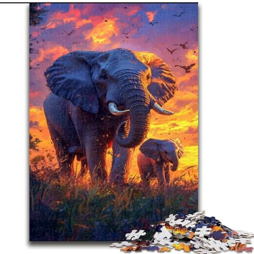 1000-teiliges Puzzle für Erwachsene, afrikanischer Elefant, aus Holz, ideales Weihnachts- oder Geburtstagsgeschenk, Partyspiel, Spielzeug, Größe 50x75cm 1000-teiliges Puzzle für Erwachsene, afrikanischer Elefant, aus Holz, ideales Weihnachts- oder Geburtstagsgeschenk, Partyspiel, Spielzeug, Größe 50x75cm von LYXIANY
