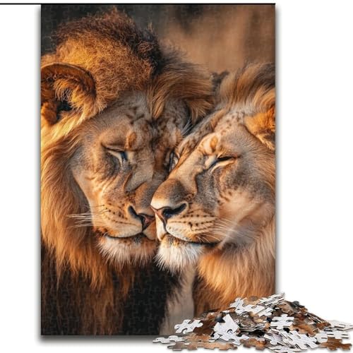 1000-teiliges Puzzle für Erwachsene, afrikanischer Löwe aus der Savanne, aus Holz für Teenager und Familienspaß, Größe 50x75cm von LYXIANY