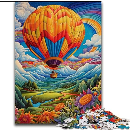 1000-teiliges Puzzle für Erwachsene, farbenfrohe Kunst, Heißluftballon, Holzpuzzle, interaktives Familienspiel, Familienaktivitätsspiel, 50x75cm von LYXIANY