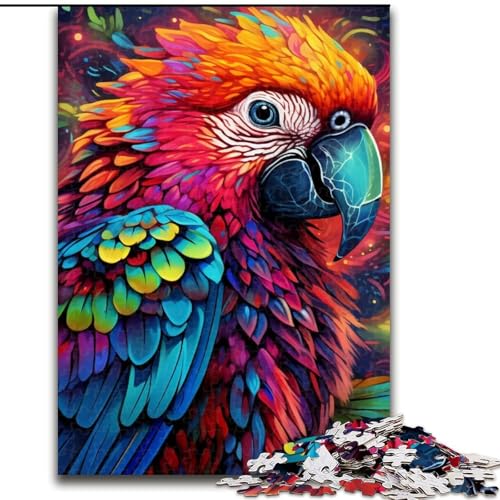 1000-teiliges Puzzle für Erwachsene, farbenfroher Papagei, Holzpuzzle, Größe: 50x75cm, perfekte Dekoration für Zuhause oder das Büro von LYXIANY