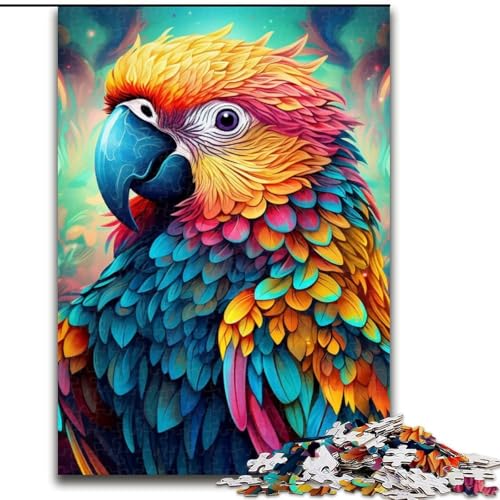 1000-teiliges Puzzle für Erwachsene, farbenfroher Papagei, Holzpuzzle, Größe: 50x75cm, perfekte Dekoration für Zuhause oder das Büro von LYXIANY