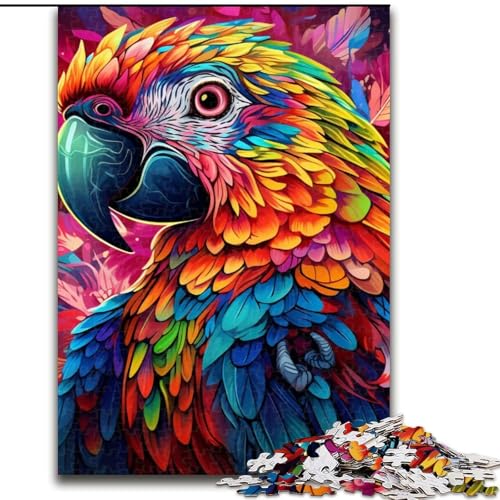 1000-teiliges Puzzle für Erwachsene, farbenfroher Papagei aus Holz, Puzzle für Erwachsene, Heimdekoration, Denksportspiel für Teenager und Familieninteraktion, Größe: 50x75cm von LYXIANY