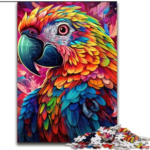 1000-teiliges Puzzle für Erwachsene, farbenfrohes Kunstpapagei-Puzzle aus Pappe, 26x38cm, Familie und Freunde, geeignet für Kinder ab 14 Jahren von LYXIANY
