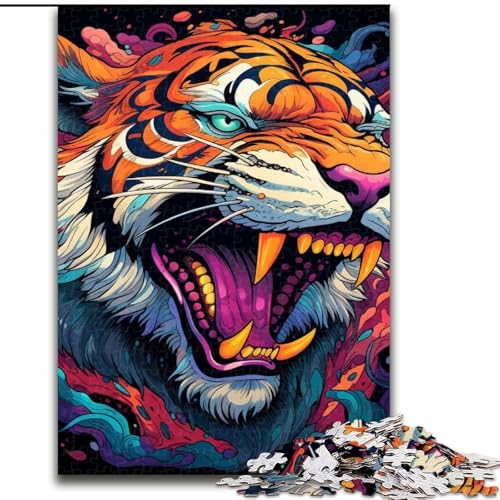 1000-teiliges Puzzle für Erwachsene, farbenfrohes Tiger-Kunst-Puzzle aus Holz, interaktives Familienspiel, Familienaktivitätsspiel, 50x75cm 1000-teiliges Puzzle für Erwachsene, farbenfrohes Tiger-Kunst-Puzzle aus Holz, interaktives Familienspiel, Familienaktivitätsspiel, 50x75cm von LYXIANY