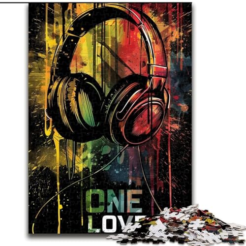 1000-teiliges Puzzle für Erwachsene, farbiges Kopfhörer-Puzzle, anspruchsvolles Denkspiel für Teenager, perfekt als Heimdekoration oder Geschenk (Größe 26x38cm) von LYXIANY