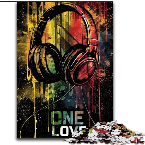 1000-teiliges Puzzle für Erwachsene, farbiges Kopfhörer-Puzzle, anspruchsvolles Denkspiel für Teenager, perfekt als Heimdekoration oder Geschenk (Größe 50x75cm) von LYXIANY