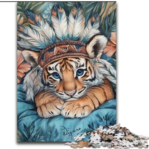 1000-teiliges Puzzle für Erwachsene, indischer Tiger, aus Holz, ideales Weihnachts- oder Geburtstagsgeschenk, Partyspiel, Spielzeug, Größe 50x75cm 1000-teiliges Puzzle für Erwachsene, indischer Tiger, aus Holz, ideales Weihnachts- oder Geburtstagsgeschenk, Partyspiel, Spielzeug, Größe 50x75cm von LYXIANY