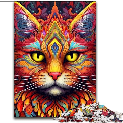 1000-teiliges Puzzle für Erwachsene, psychedelische Katzen-Puzzles für Erwachsene, perfekt für Halloween, Weihnachten, Geburtstagsgeschenk, 26x38cm 1000-teiliges Puzzle für Erwachsene, psychedelische Katzen-Puzzles für Erwachsene, perfekt für Halloween, Weihnachten, Geburtstagsgeschenk, 26x38cm von LYXIANY