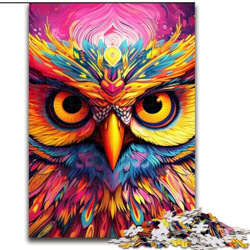 1000-teiliges Puzzle für Erwachsene, rosa Eulen-Puzzle aus Pappe, 26x38cm, Familie und Freunde, geeignet für Kinder ab 14 Jahren von LYXIANY